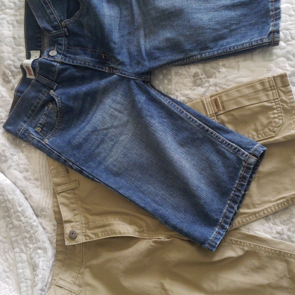 Boys Levis jean short size 14 reg and Tan Wrangler size 14 reg